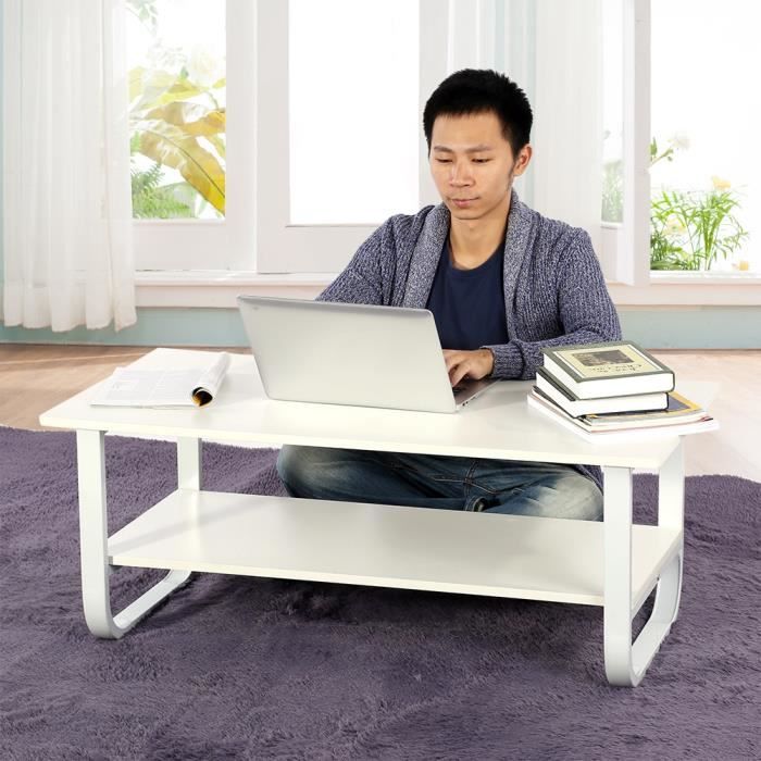 Mini Table Basse Support Pc Moderne Pour Sofa Lit Blanc