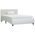 2070Couchage|Lit 1 personne,Cadre de lit avec LED Adulte Contemporain & Spacieux Sommiers à Lattes,Blanc Similicuir 100 x 200 cm-1