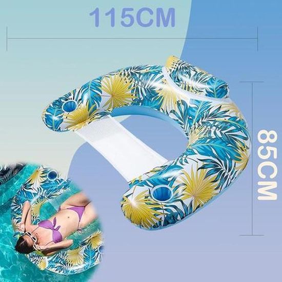 Bouée Piscine Matelas Gonflable Géant, Fauteuil Gonflable Piscine pour Adultes, Hamac Flottant Piscine avec Dossiers Confort, Idéal pour Été, Plage Et Vacances, 90x40,5x61cm