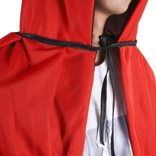 Mioloe Robe Réversible Cape à Capuche Vampire Cape Noir et Rouge Cape Double Face Manteau de sorcière Costume,150CM 