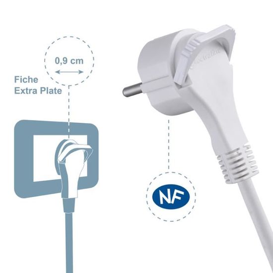 Electraline 35401 Bloc Multiprise 8 Prises Interrupteur C/âble 1,5 m Section 3G1 mm/² Blanc /& Brennenstuhl 1152801 Eco-Line-Socle 6 Prises Noir avec Interrupteur