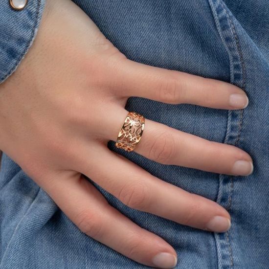 Bracelet En Or Bague Alliance Ouverte ZIRCONIUM Plaquu00e9 Or 18