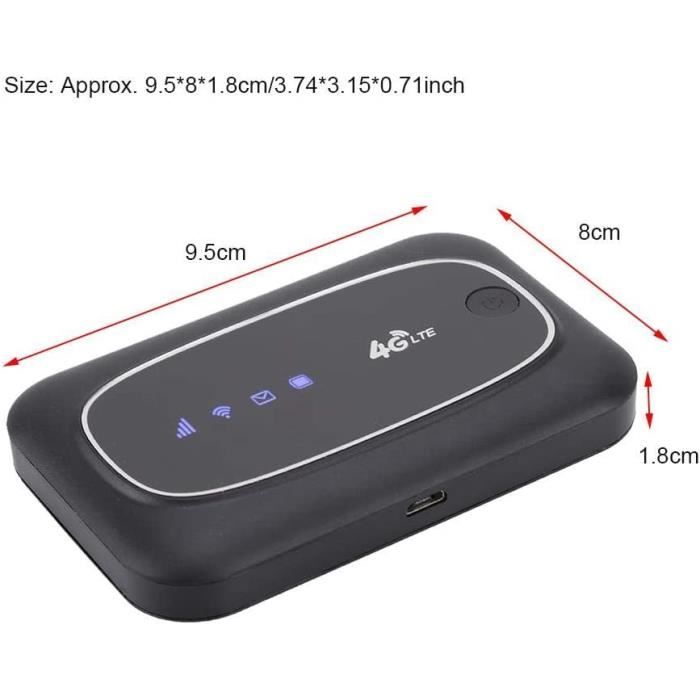 Routeur WiFi Portable 4G - H806, Batterie 2100 MAh (72h Veille), Partage 10 Utilisateurs - Pour Voiture, Voyage - Compatible Micro SIM, Bandes Internationales