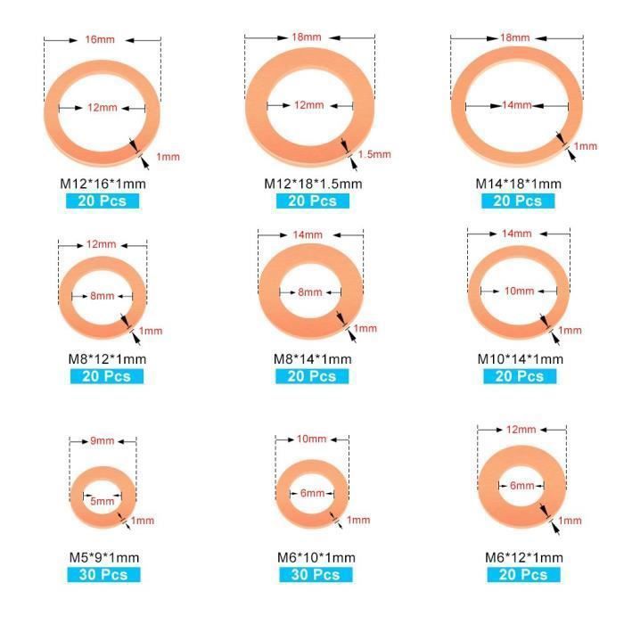 Lot De 400 Rondelles Plates En Cuivre Violet M5 - Pour étanchéité Et électricité
