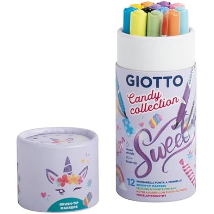 Giotto Turbo Advanced – Étui De 12 Feutres à Pointe Moyenne, Encre Lavable, Couleurs Intenses Et Brillantes