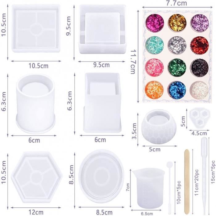 HM77451 Moulle Silicone Resine Epoxy 50 Pièces Kit Resine Epoxy Complet