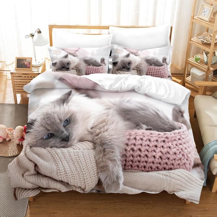 Housse De Couette Imprimé Chat Bengal 3D - Microfibre Douce, Taie D'oreiller Incluse, Plusieurs Tailles