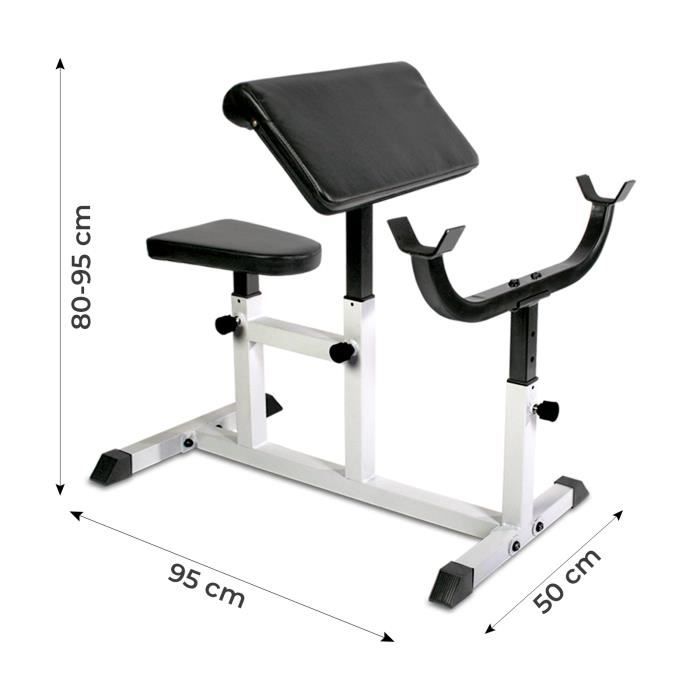 Banc Musculation TecTake Biceps Curl - Accoudoirs Réglables - 100kg Max