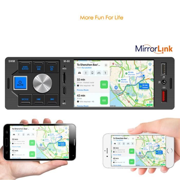Radio voiture - écran tactile 4.1 pouce avec caméra de recule, AUX ,FM  Radio , Bluetooth , Support USB Et Carte Mémoire - Meshago Niger