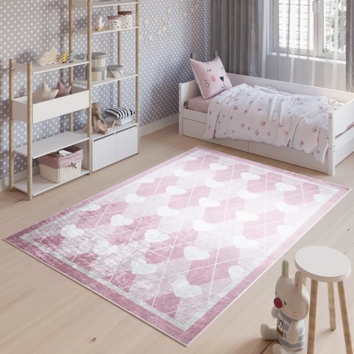 Tapis Rose Chambre Bébé | Tapis lavable en machine Tapis Rose Chambre Bébé | Tapis lavable en machine