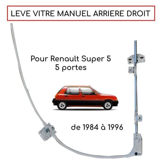 Lève-vitre Manuel Arrière Droit Pour Renault 19 Phase 2 5 Portes — Pièce D'origine 7700785628 — Occasion