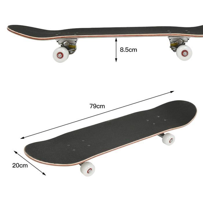 Skateboard Complet En Bois Véritable De 32 Mm (Pré-Assemblé, 5 Couches