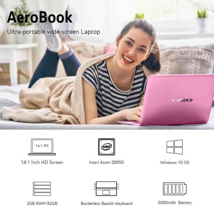 Ordinateur Portable pas cher Vmobile PC ultra-mince-14,1"HD-RAM2