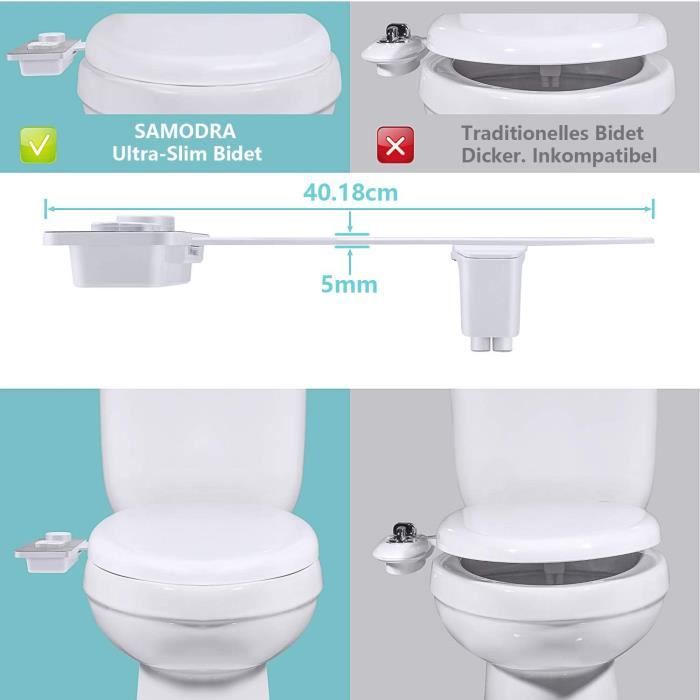 Bidet WC ultra mince avec douchette à eau froide Samodra - Double