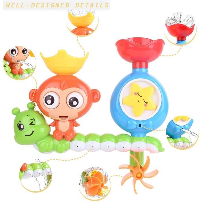 Jouet Bain Crabe Automatique Jet D'Eau LED - 4 Têtes Pulvérisation, Lumière 3 Couleurs Pour Bébé 1-4 Ans