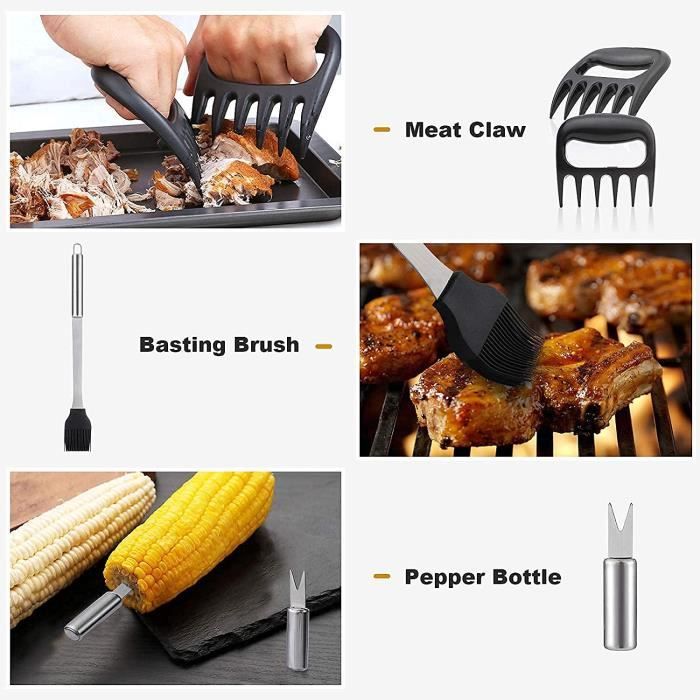 Set De Barbecue 22 Pièces POLIGO - Outils Résistants Antidérapants (Lot Complet)