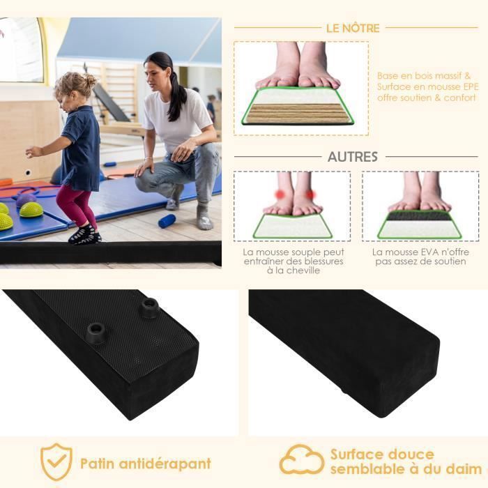Poutre Gymnastique Pliable 210 Cm GYMAX – Équilibre Enfant Mousse EVA Daim Antidérapante, Transport Facile, Rose/Bleu/Violet