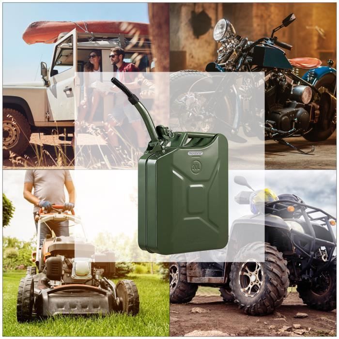 Bidon Carburant 1PZ 5L – PEHD, Support Verrouillable, Bec Verseur Réglable, Pour Moto, SUV, VTT, Eau Ou Essence