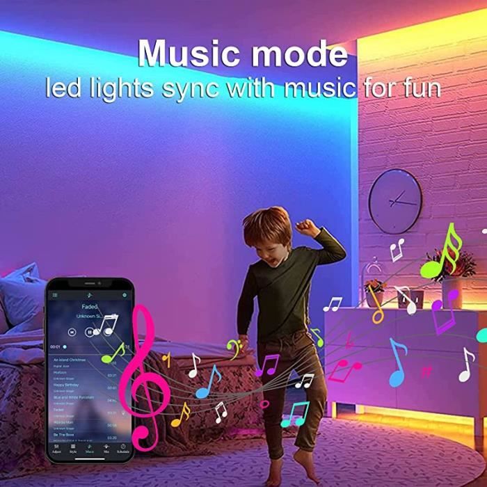 Ruban LED 30M(15M*2) RGB LED Ruban Musique Bande LED Contrôlé par APP du  Smartphone, Synchroniser avec Rythme de Musique, 16 30m - Cdiscount Maison
