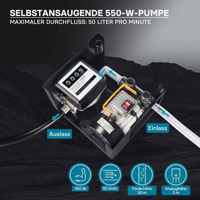 Pompe à Gasoil Électrique 220V 550W - Autoaspirante Avec Soupape By-Pass, Idéale Pour Camions, Tracteurs Et Ravitaillement