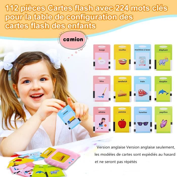 Jouet éducatif pour 1-6 ans Flashcards Enfants 112 Feuilles 224 Mots Parler  Bébé Cartes Flash