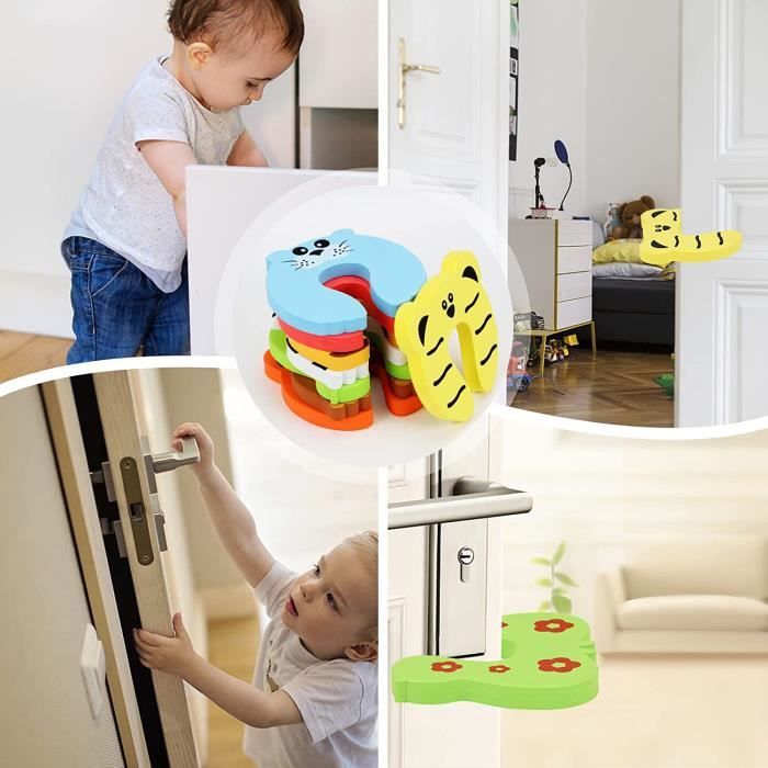 7 Blocs De Porte Sécurité Bébé – Anti-pincement Doigts Et Animaux – En Mousse EVA, Facile à Installer – Pour Portes Et Fenêtres