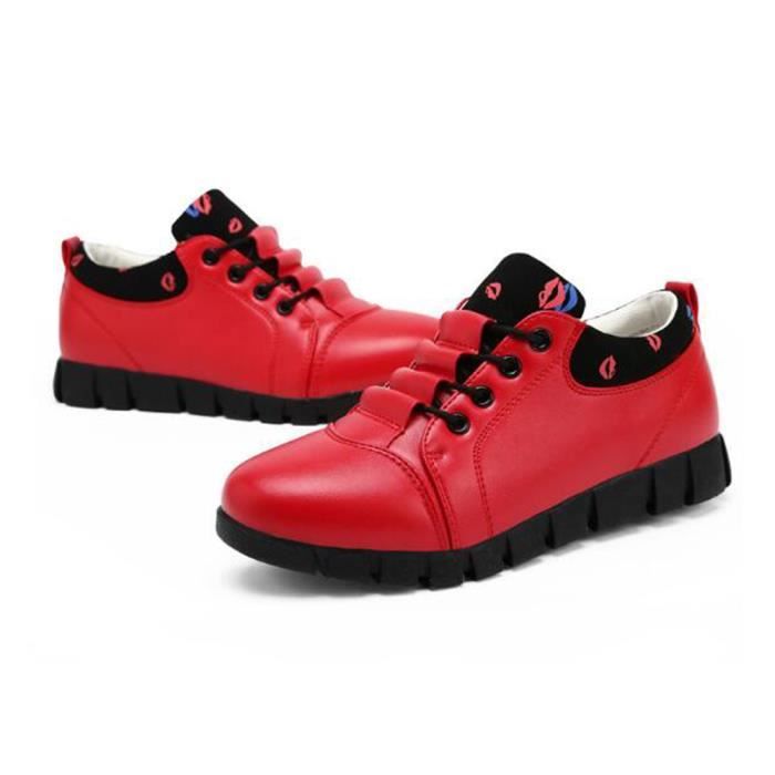 Basket cuir sales rouge femme