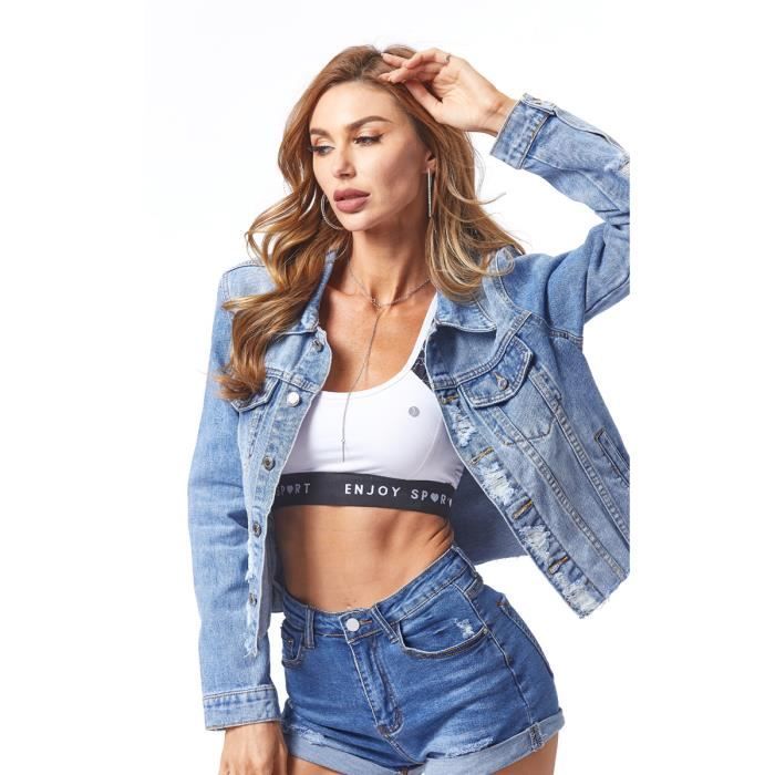 Veste en jean hotsell femme courte déchirée
