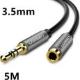 5m Câble Extension Audio Rallonge 3.5mm Jack Mâle vers Femelle pour Téléphone Tablette TV PC Casque Écouteur Enceinte-3 broches-Noir-0