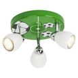 Plafonnier à 3 lumières chambre enfant LED Soccer motif football hauteur 11 cm GU10 3 W vert, noir et blanc-0