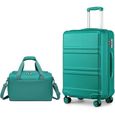 Kono Ensemble de Valises Légères en ABS rigide avec Serrure TSA + Sac Cabine Ryanair 40 x 20 x 25 cm, Turquoise, 20 Inch Luggage-0