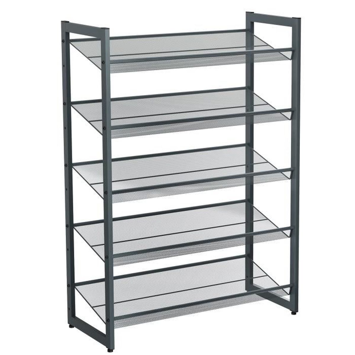 Songmics Meuble A Chaussures De 5 Etageres Treillis Metallique