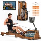 Rameur à Eau pliable – ADVAMSOLER – 15L - 6 repères - Bluetooth - Connectivité Kinomap – Ecran LCD – Bois Chêne Massif Certifié FSC