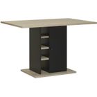 GAMI Table à manger rectangulaire avec rangement 1 porte - Décor chêne et noir - OXFORD - L 120 x P 80 x H 75 cm