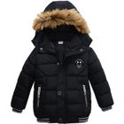 FINDPITAYA Blouson Manteau Fourrure Chaud Enfant Garçon Bébé Ski Vêtement Doudoune à Capuche Veste 1-5 Ans - Noir