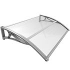 VOUNOT® Marquise auvent de porte d'entrée 100x80cm avec support central - Polycarbonate transparent - Anti-UV - Gris