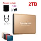 WOSHITE SSD 2T Disque Dur Externe Portable HDD Or avec OTG Adaptateur Type-C USB + Pochette de Stockage en Tissu