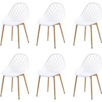 IPOTIUS Extérieur Fauteuil de jardin Lot de 6 Chaises Design Blanc Plastique Scandinave Chaise de Salle à manger
