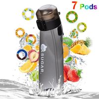 Air Gourde Up Bouteille d'eau parfumée fruits 7 Dosettes de saveur Pods Saveur [sans BPA] avec Paille 650ML Gris