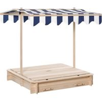 Outsunny Bac à sable carré en bois pour enfants dim. 106L x 106l cm avec bancs et couvercle - auvent réglable