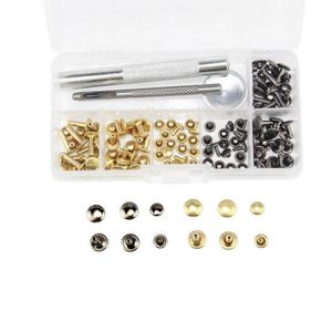100Sets Rivets en Cuir Double Capuchon Rivet Tubulaire Clous M/étal pour R/éparation D/écoration
