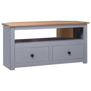 Meuble Television Meuble De Salon Meuble Hi Fi Meuble Tv Contemporain D Angle Gris 93x55x49cm Pin Solide Assortiment Panama Cdiscount Maison