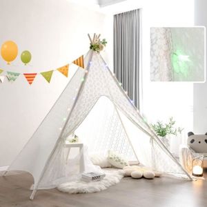 GOLDEN KIDS Tent Teepee - Tente tipi avec tapis de sol, coussins et balles  - Tente tipi pour chambre d'enfant fille - Tente tipi pour enfants - Maison