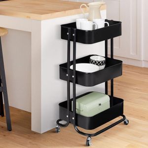 Chariot de cuisine roulant Rudbjerg 87 x 41 x 31,5 cm avec 4 paniers noir [en.casa Chariot de cuisine roulant Rudbjerg 87 x 41 x 31,5 cm avec 4 paniers noir [en.casa