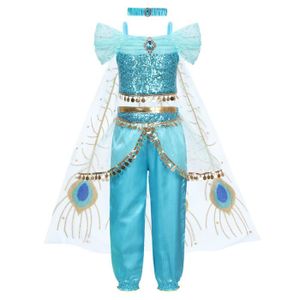 DÉGUISEMENT - PANOPLIE Déguisement Princesse Aladdin Fille - JUREBECIA - Costume Cosplay Anniversaire Noël - Bleu