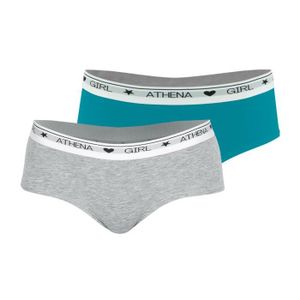 BOXER - SHORTY ATHENA Lot de 2 boxers Coton Ultra Doux by    Gris chiné-Bleu lagon FILLE