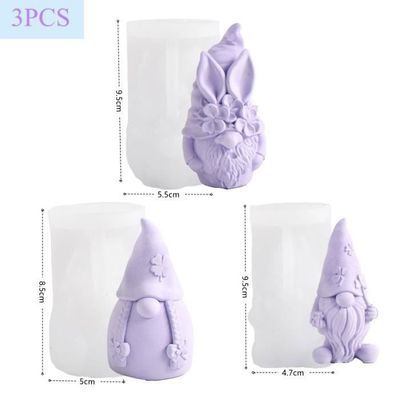 Lot De 2 Moules En Silicone Noël - Formes Gnomes 3D, Pour Bougies, Savon, Chocolat, Environ 9.3x5.5 Cm