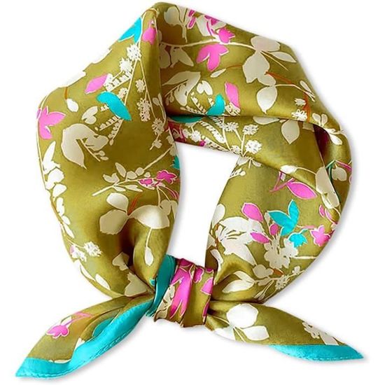 LumiSyne Foulard carré en soie pour femme - Imprimé cheval - Léger - Décoratif - Bandeau pour cheveux, Cheval géométrique bleu clair, Taille unique