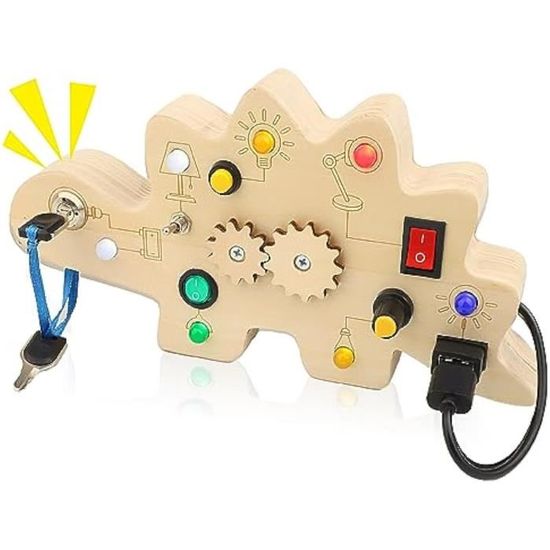 Busy Board Pompiers – Jouet Montessori Bois 1-3 Ans – Lumière, Sons, Motricité Fine – Cadeau Fille Garçon
