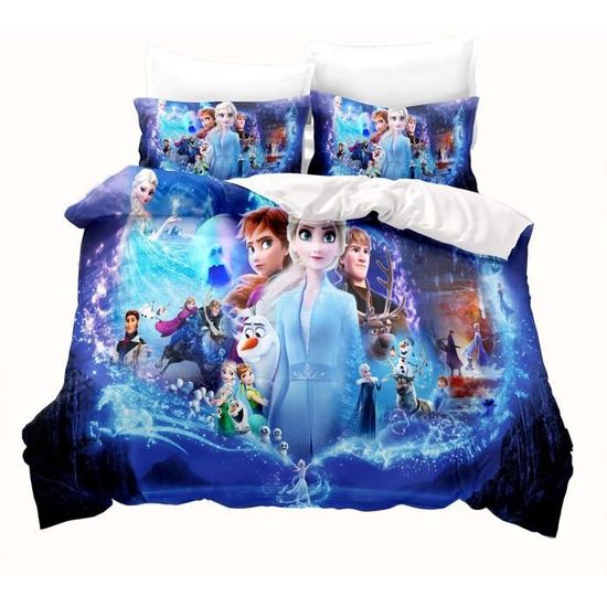 Parure De Lit Anime La Reine Des Neiges, Dessin Animé Anna Et Elsa Housse De Couette 135 X 200